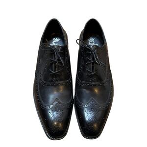 Barker Black men’s black leather Oxford shoes size 10.5 wingtip brogue skull Y2K